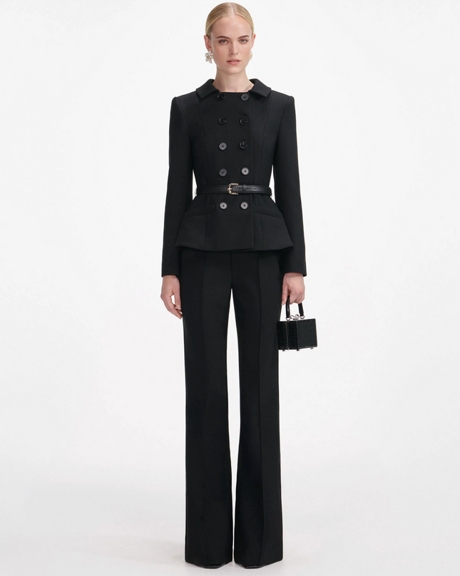 Black Wool Double Breast Jumpsuit