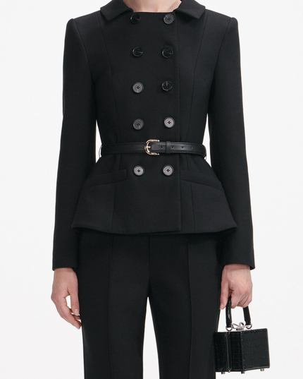 Black Wool Double Breast Jumpsuit