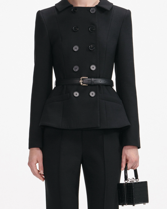 Black Wool Double Breast Jumpsuit