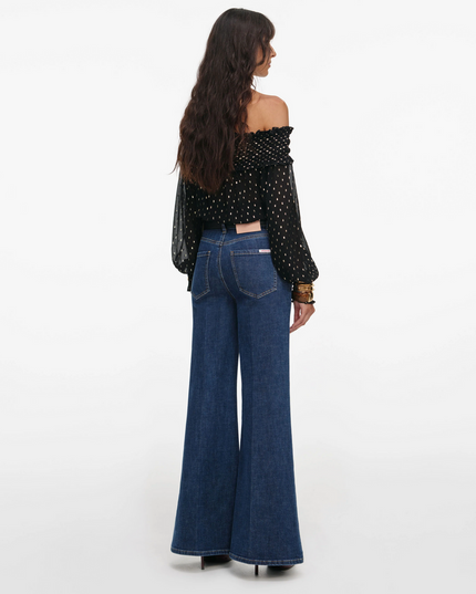 Black and Gold Chiffon Top