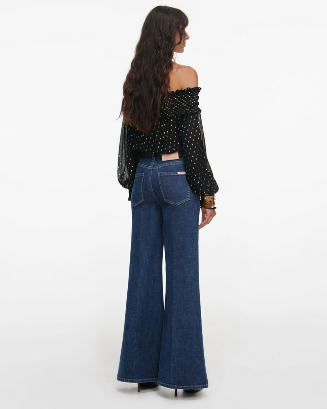 Black and Gold Chiffon Top