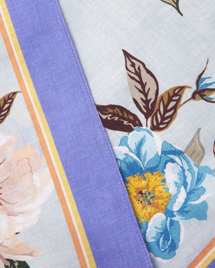 Blue Floral Linen Top