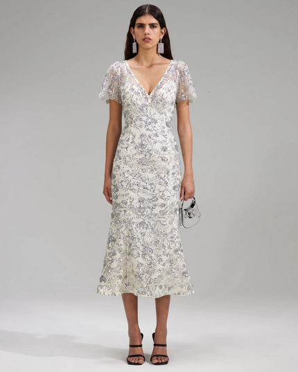 Champagne Sequin Midi Dress