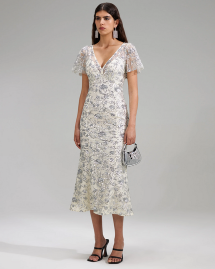 Champagne Sequin Midi Dress