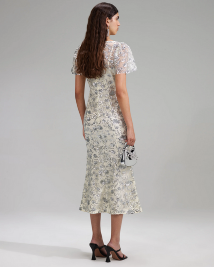 Champagne Sequin Midi Dress