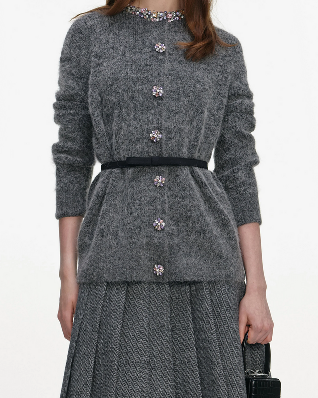 Charcoal Crystal Trim Cardigan