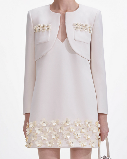 Cream Crepe 3D Sequin Jacket
