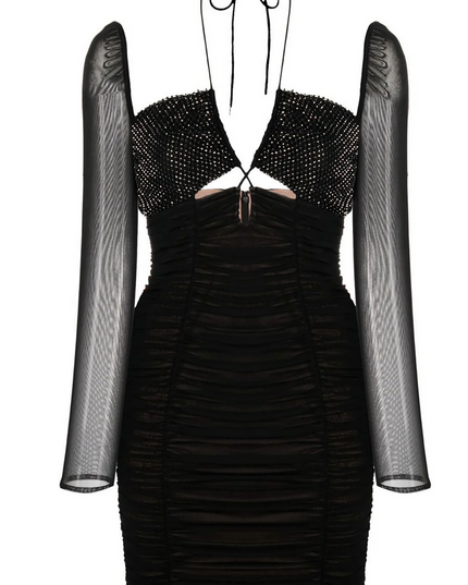 Diamante Fishnet Mini Dress