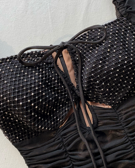Diamante Fishnet Mini Dress
