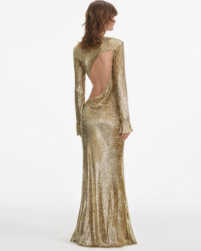 Gold Fil Coupe Maxi Dress