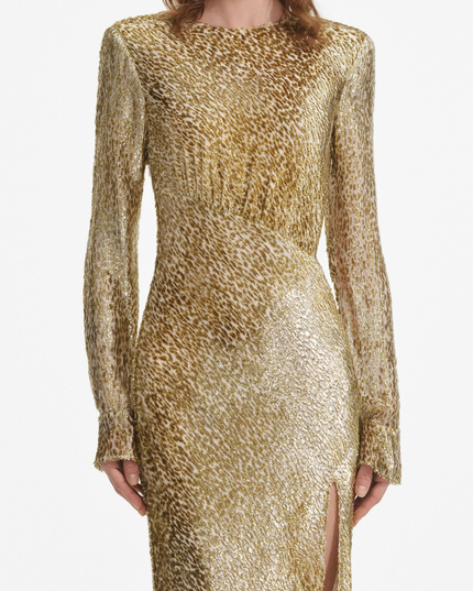 Gold Fil Coupe Maxi Dress