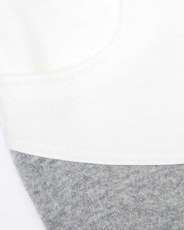 Grey Knit Denim Insert Midi Skirt