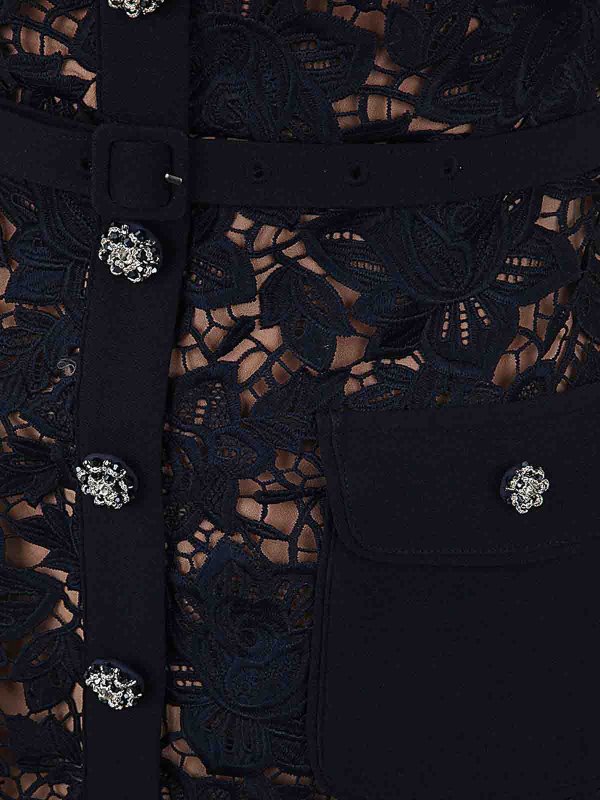 Navy Lace Open Neck Midi Dress