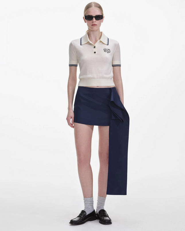 Navy Nylon Mini Skirt