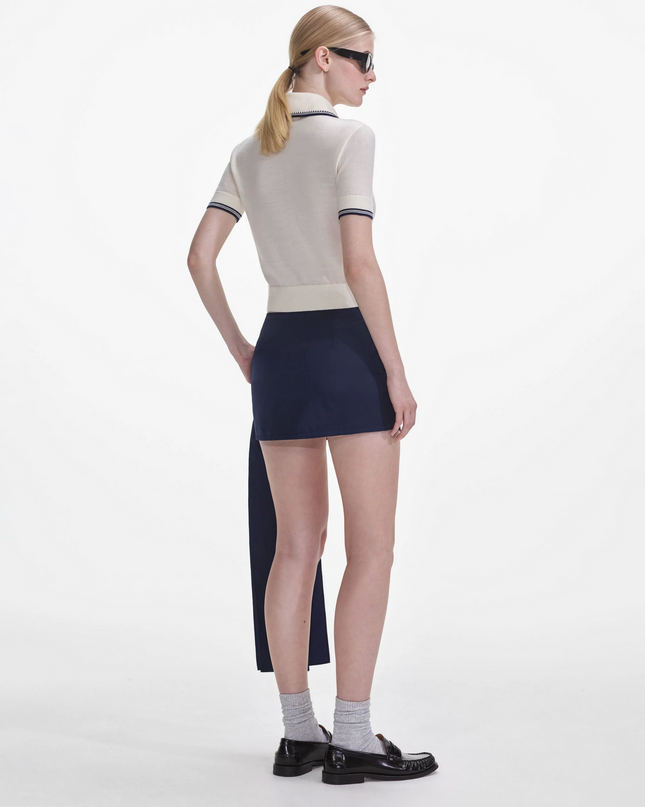 Navy Nylon Mini Skirt
