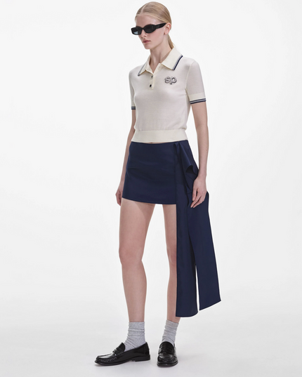 Navy Nylon Mini Skirt