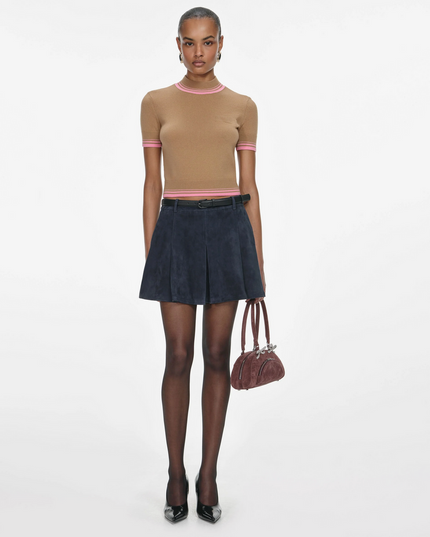 Navy Suede Mini Skirt