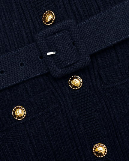 Navy Viscose Knit Midi Dress