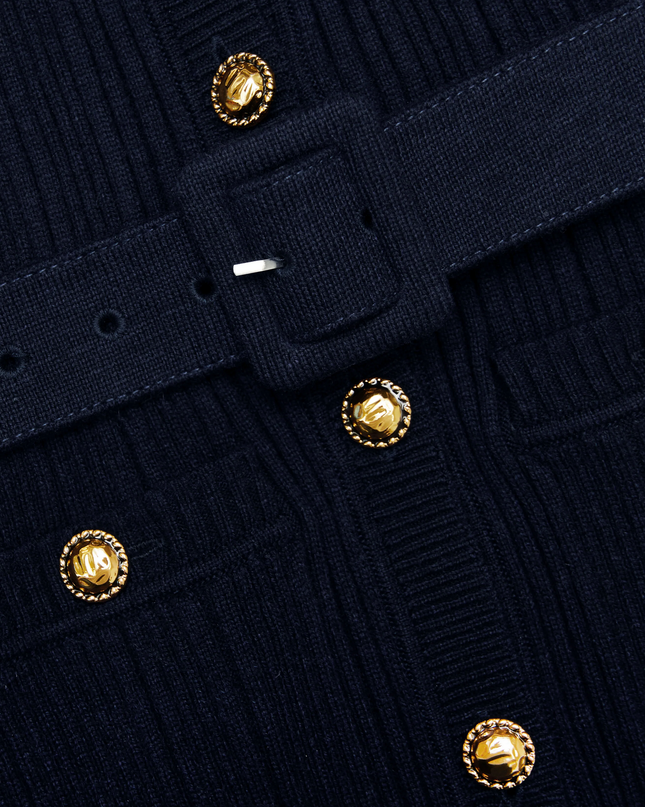 Navy Viscose Knit Midi Dress