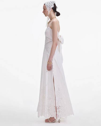White Cotton Embroidered Maxi Dress