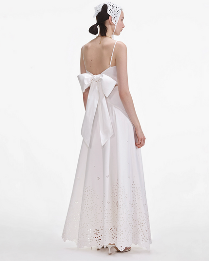 White Cotton Embroidered Maxi Dress