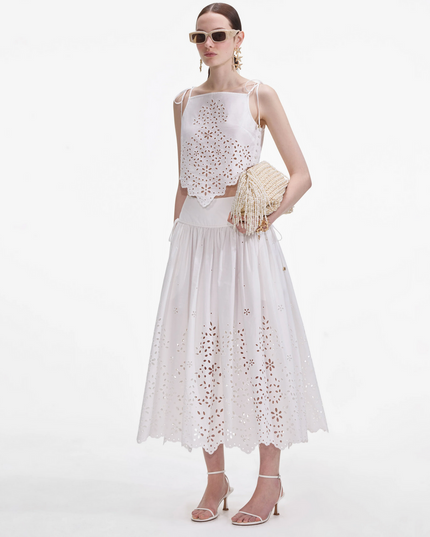 White Cotton Embroidered Top
