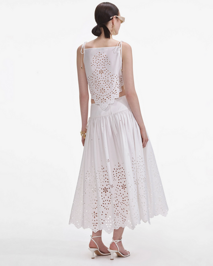 White Cotton Embroidered Top