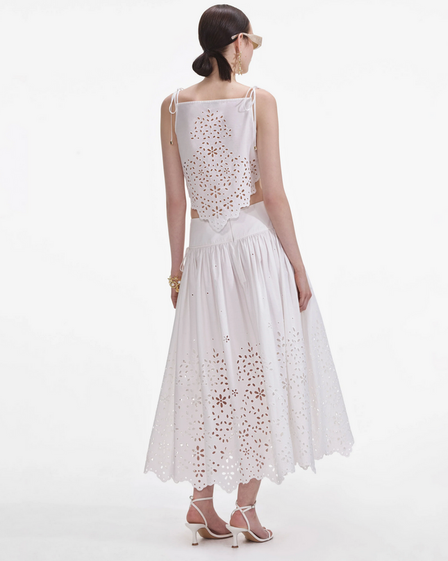 White Cotton Embroidered Top