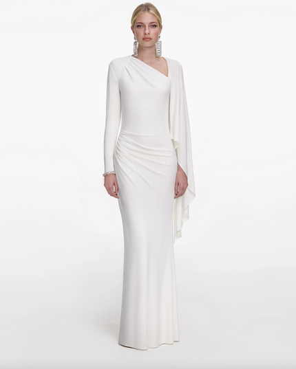 White Jersey Drape Maxi Dress