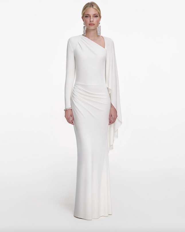 White Jersey Drape Maxi Dress