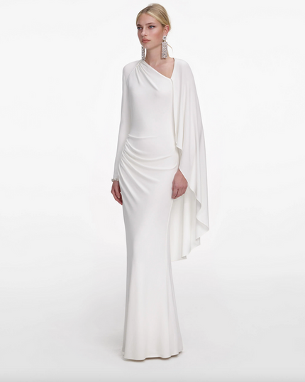 White Jersey Drape Maxi Dress