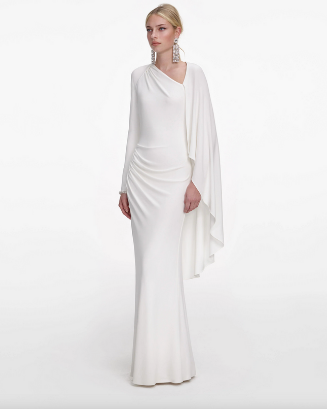 White Jersey Drape Maxi Dress