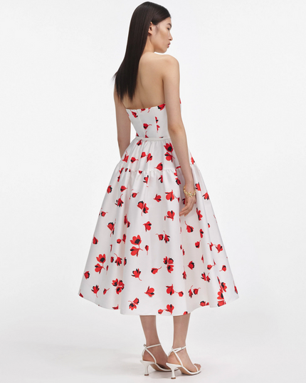 Floral Print Taffeta Midi Dress