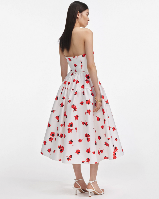 Floral Print Taffeta Midi Dress