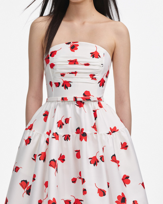 Floral Print Taffeta Midi Dress