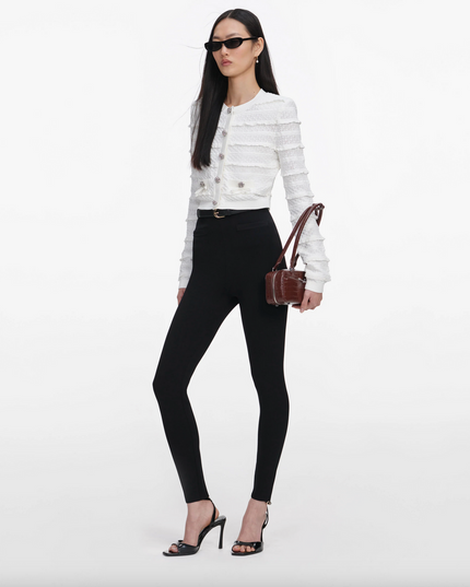 White Pointelle Diamante Cardigan