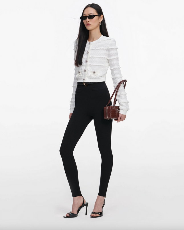 White Pointelle Diamante Cardigan