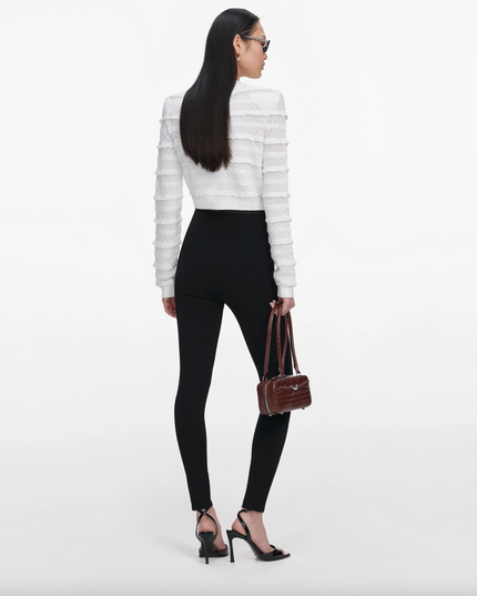 White Pointelle Diamante Cardigan