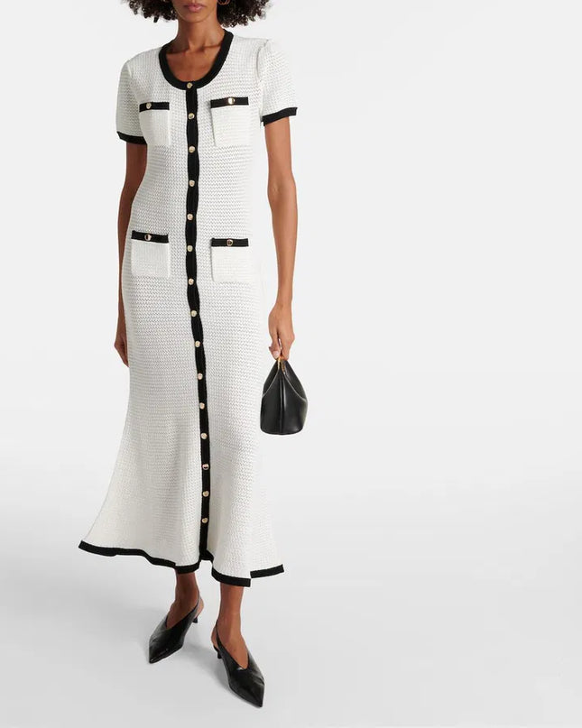White Crochet Midi Dress