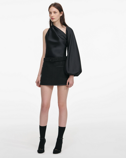 Black Boucle Mini Skirt