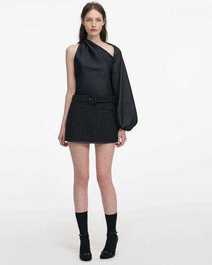 Black Boucle Mini Skirt